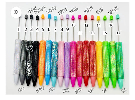 DIY Bead Pen Wrap Rhinestone Neon pen Stud Pencil Random Mix