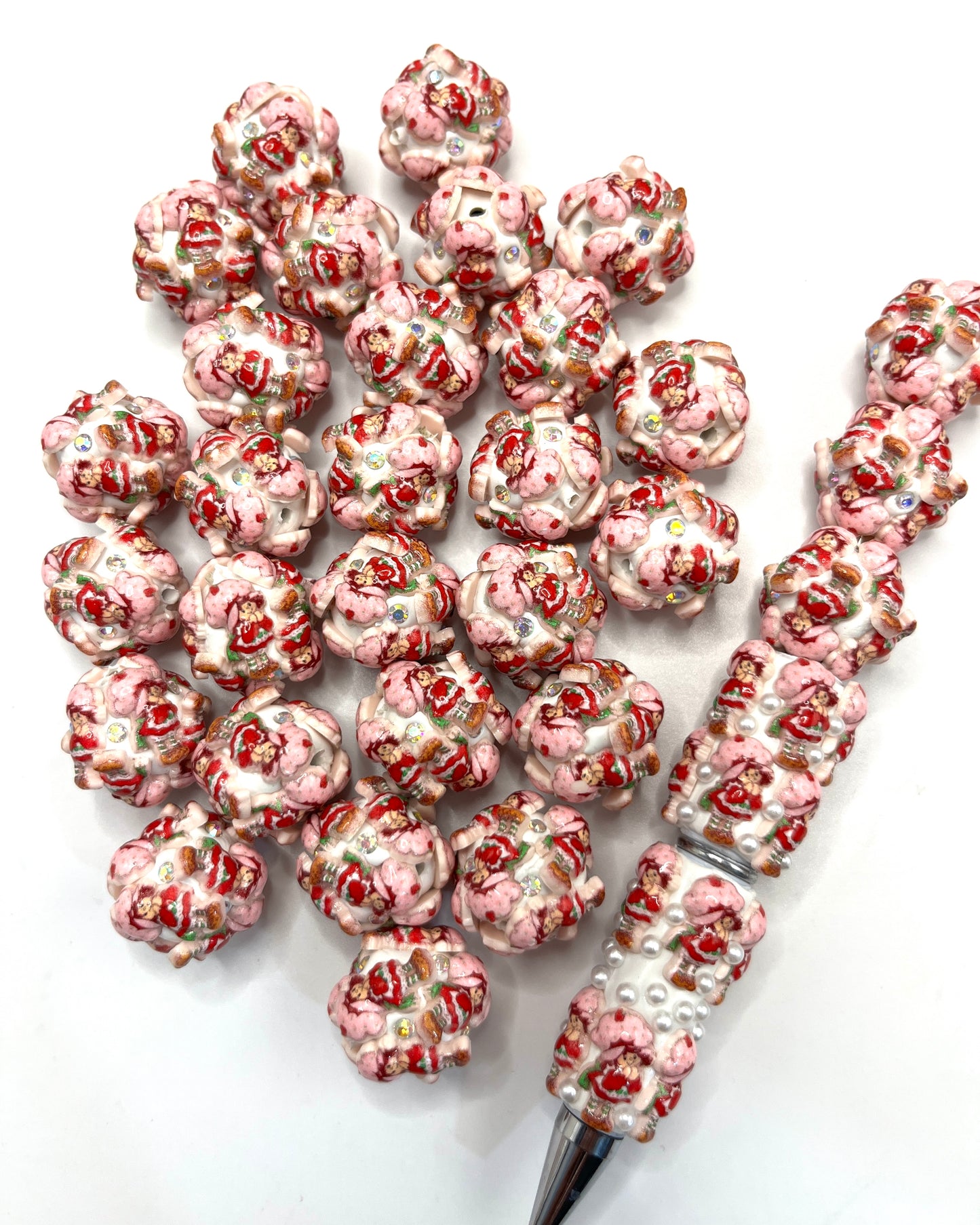 fancy character figure strawberry girl clay bead ,random mix