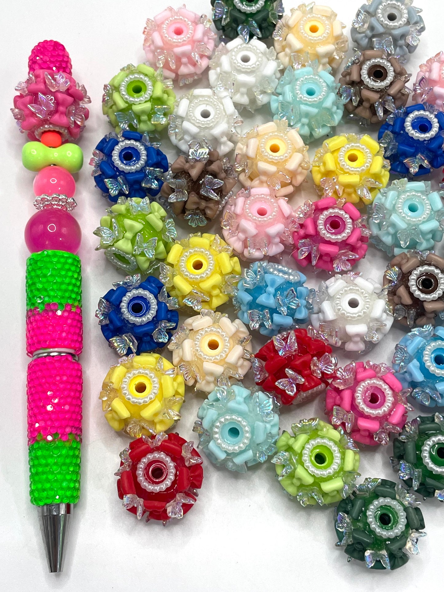 acrylic Butterfly and bow beads Pearl gasket spacer Acrylic beads Random Mix