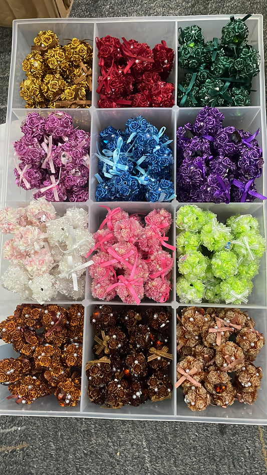 Flower bead clay base bead with rose flower and bow with pearl colorful ,random mix