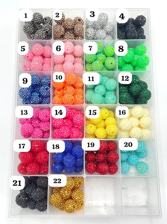 Diy beaded beadable acrylic rhinestone beads 20mm