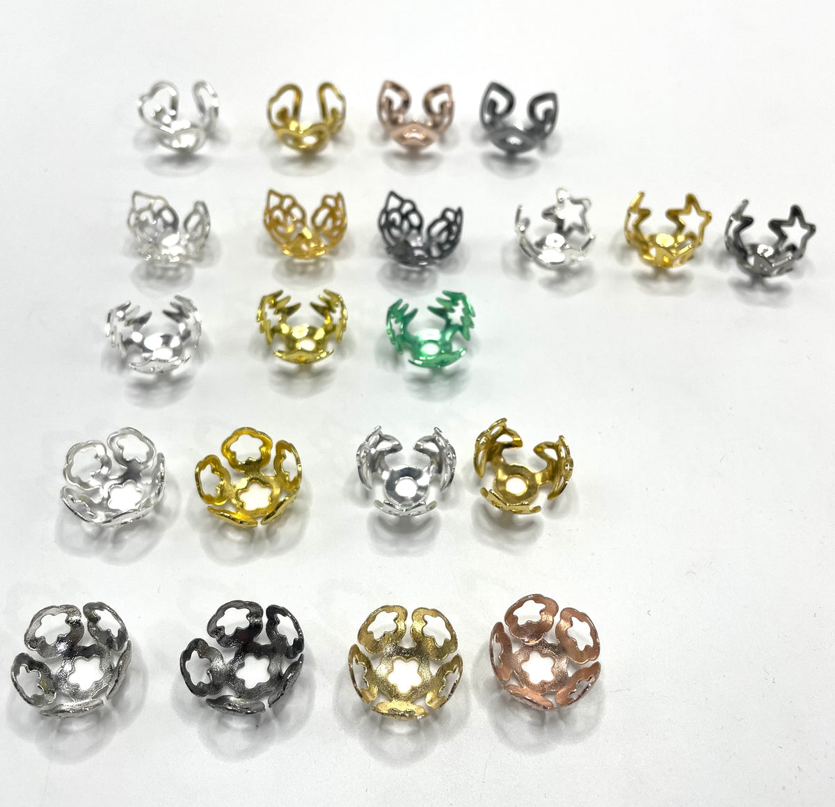 diy beaded beadable beady bead cap (Heart & star & butterfly )Shape Metal With Gold,Silver And Metal Color Heart Bead Spacer variety styles ,16mm