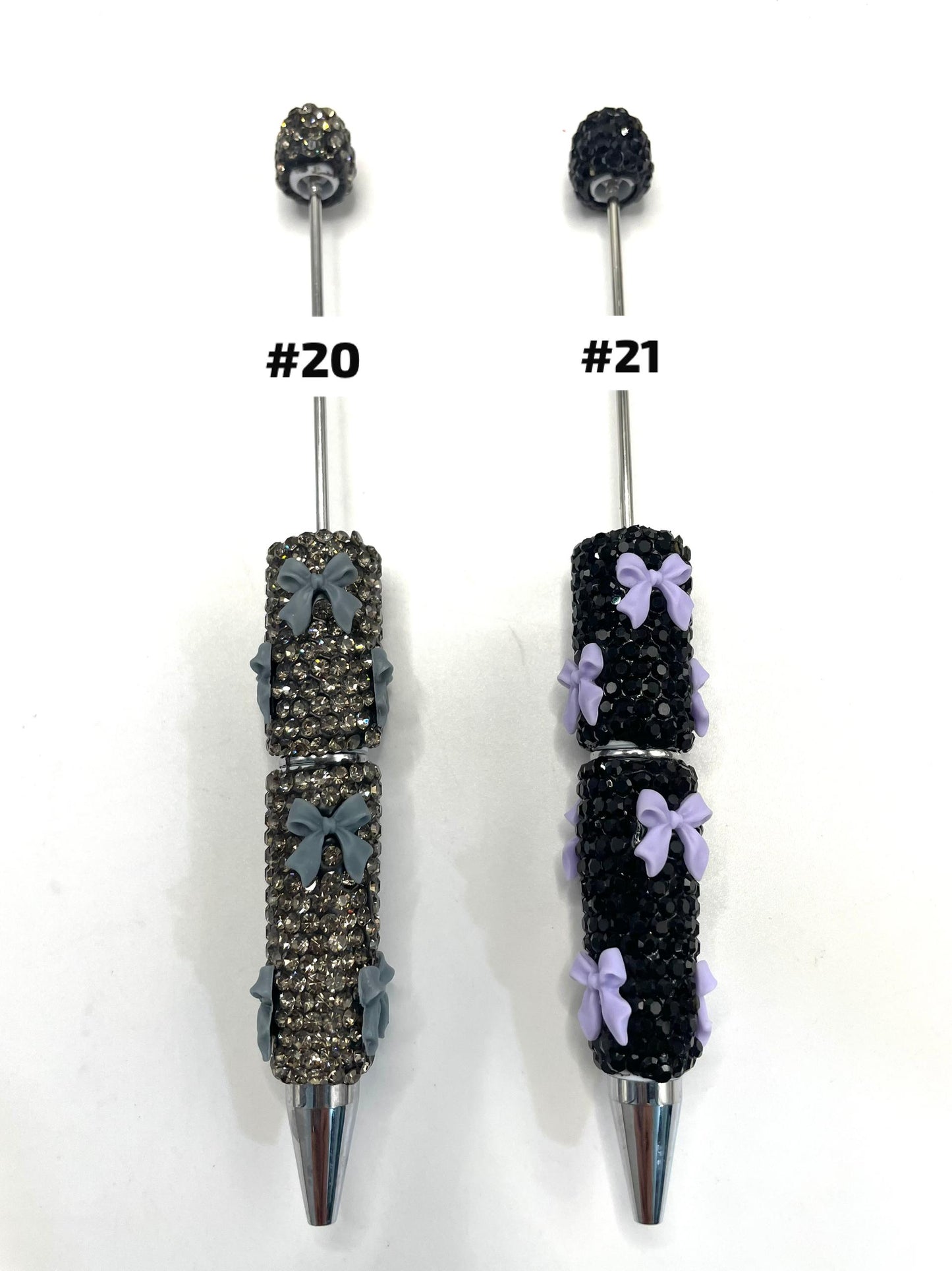 #1-#21 bow pen fancy clay rhinestone bow pen ornaments with acrylic bow colored random mix