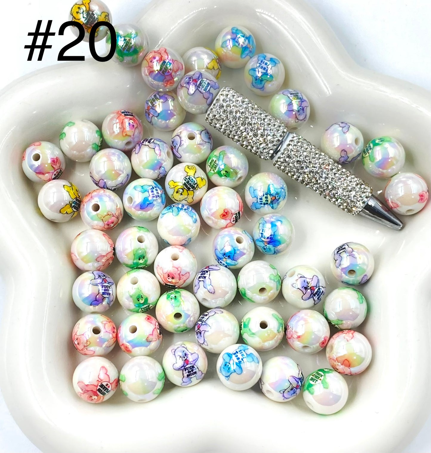 Acrylic Beads Collection Various styles Beads Cute cartoon print Beads 16mm
