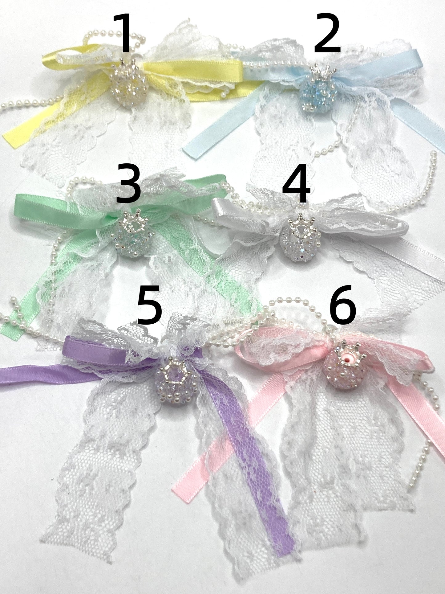 Beaded beadable textile bow Lace Pearl chain Ribbons Beaded bow Sugar Crown Pearl Beads Random Mix