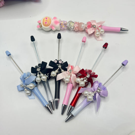 Beadable pen bow pen bow with pearl pen