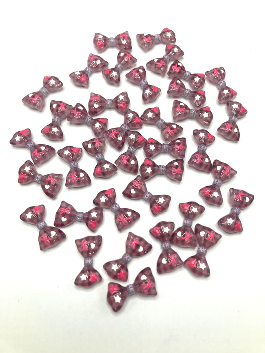 bow Acrylic beads Checkered pattern Stars Heart Acrylic translucent bow tie 26mm