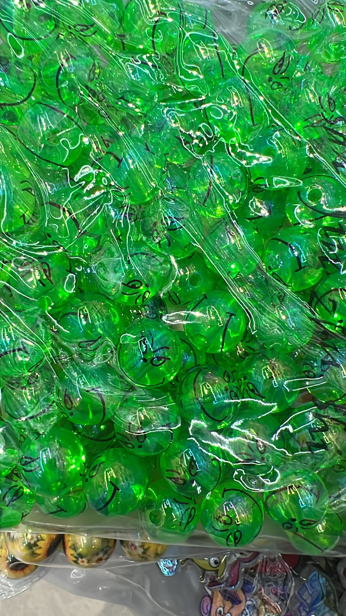 Acrylic beads Green transparent beads Green monster beads Halloween Beads 16mm