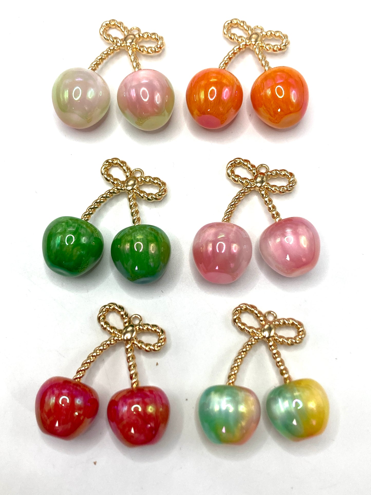 Acrylic cherry beads Large cherry beads glitter ombre Metal rod 53mm Random Mix