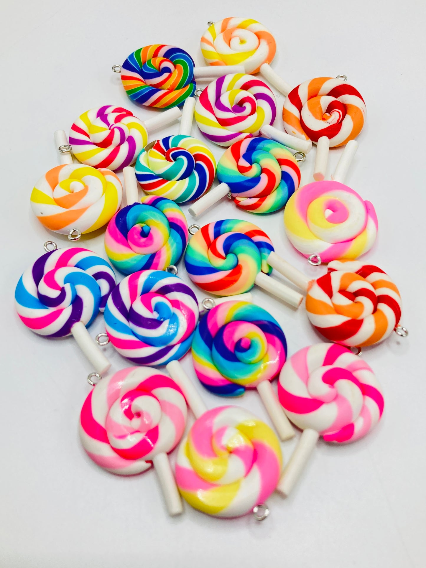 Rain bow lollipop colorful lollipop candy for craft diy keychain pen bag chain charm pendant (without hole )