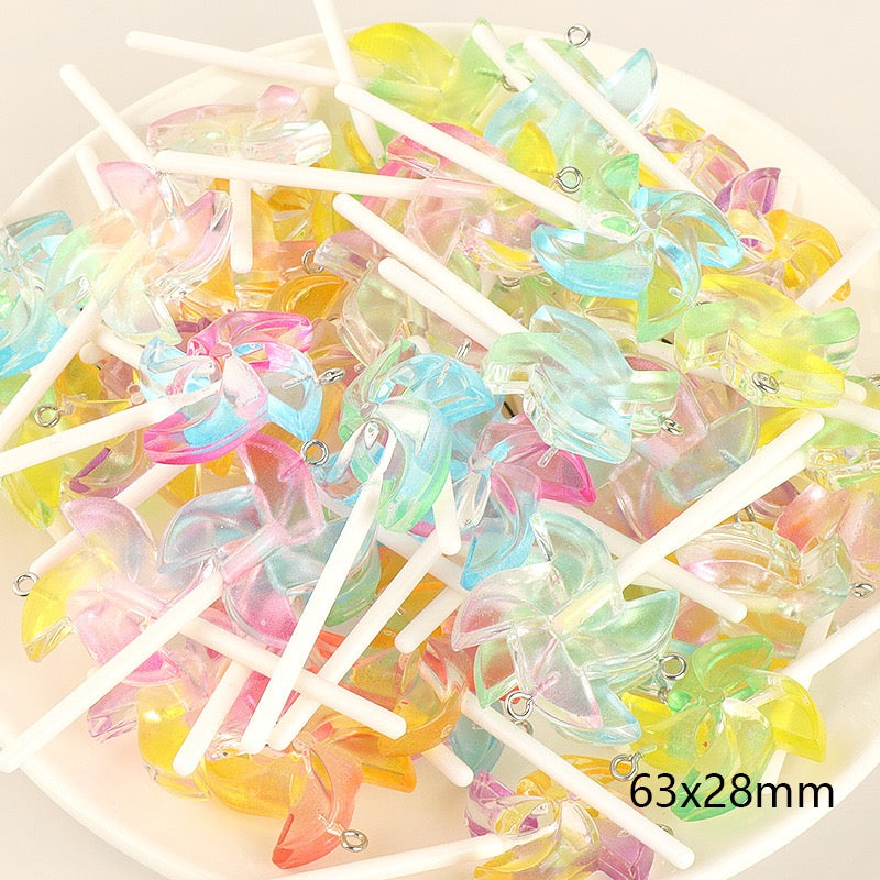 Hot selling colorful windmil seashell star heart rainbow bear sun flower candy lollipop charm pendant