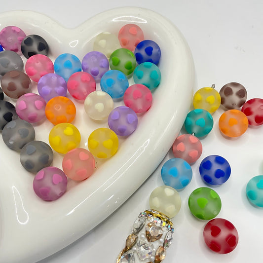 16mm Matte heart acrylic beads jelly heart beads heart beads