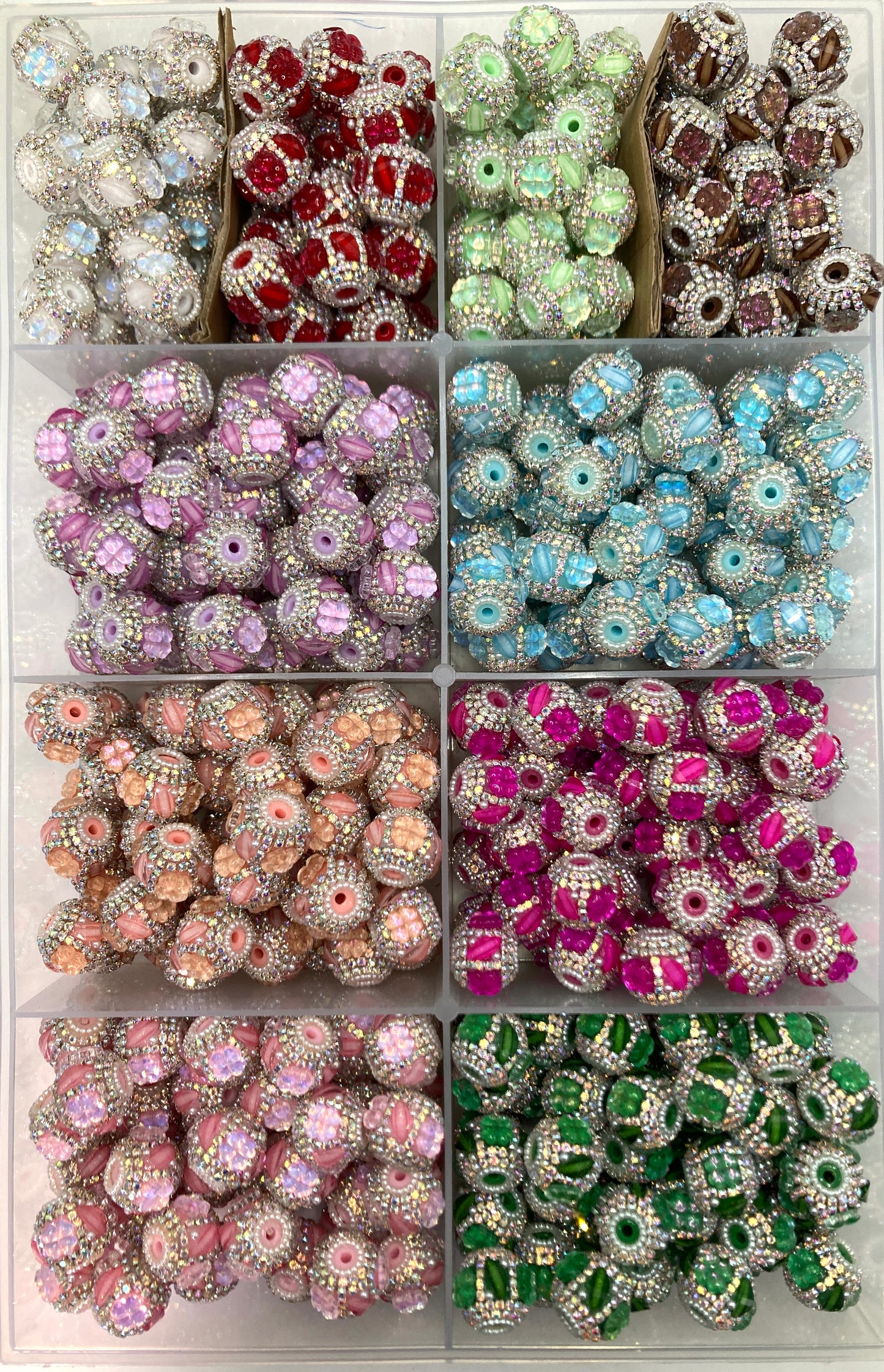 Fancy Beads Chain  Pumpkin beads Pearl gasket Transparency Four-leaf clover Lucky Grass Random Mix  19mm