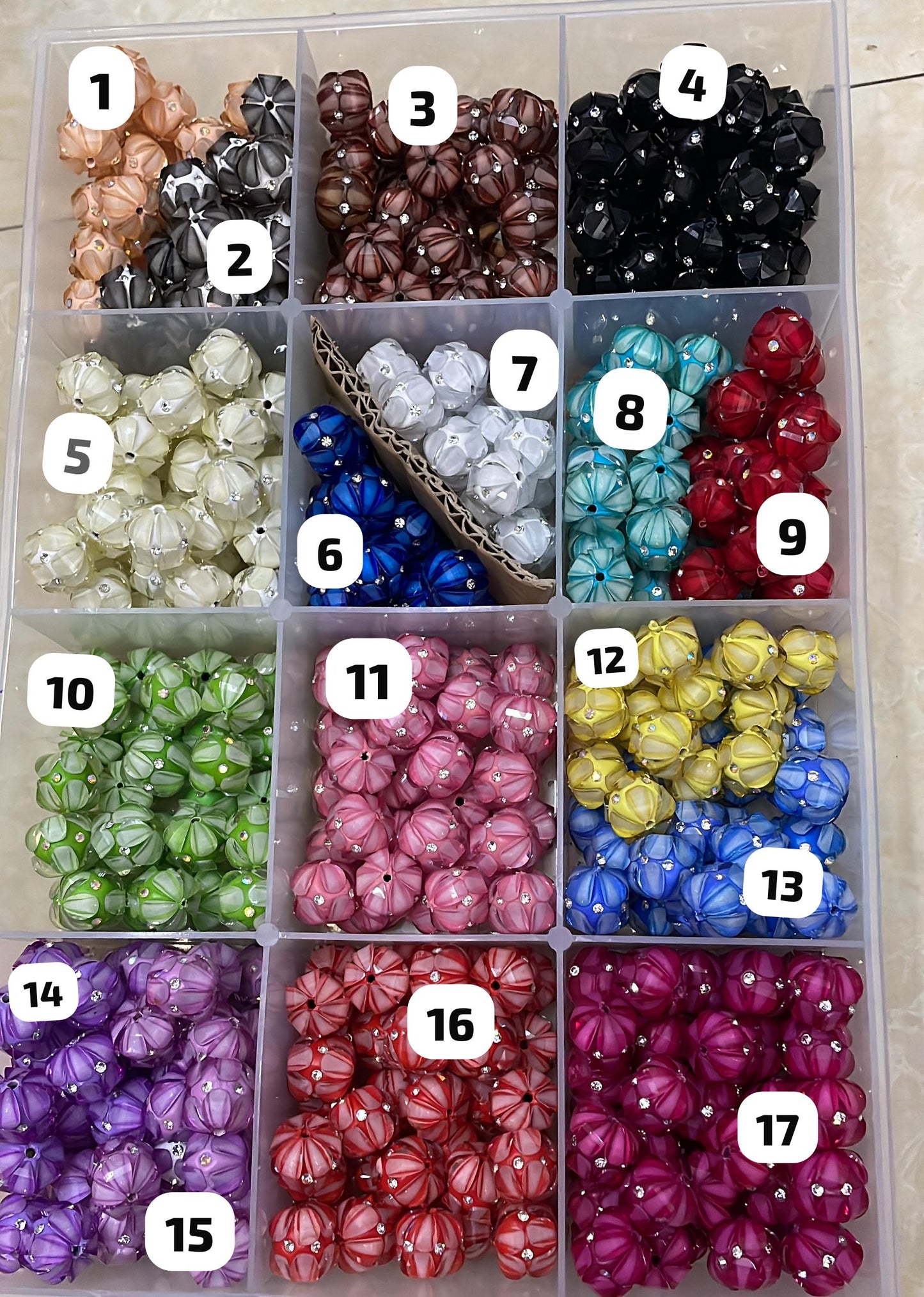 Lantern Bead Fancy Lantern Bead Translucent Lantern Acrylic Beads With Rhinestone ,Random Mix,17mm Fancy-12