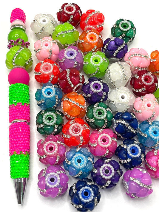 neon Heart Rhinestone Chain Pearl gasket Spacers Acrylic beads Random Mix 18mm