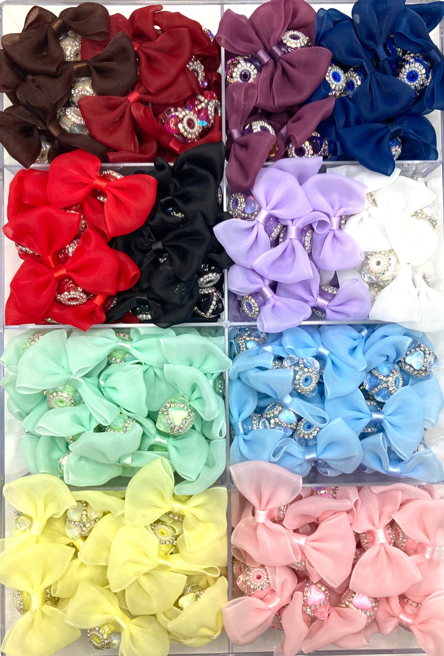 Beaded beadable textile bow Bows made of ribbons Fancy Beads   Attractive and exquisite bow-shaped heart beads Random Mix