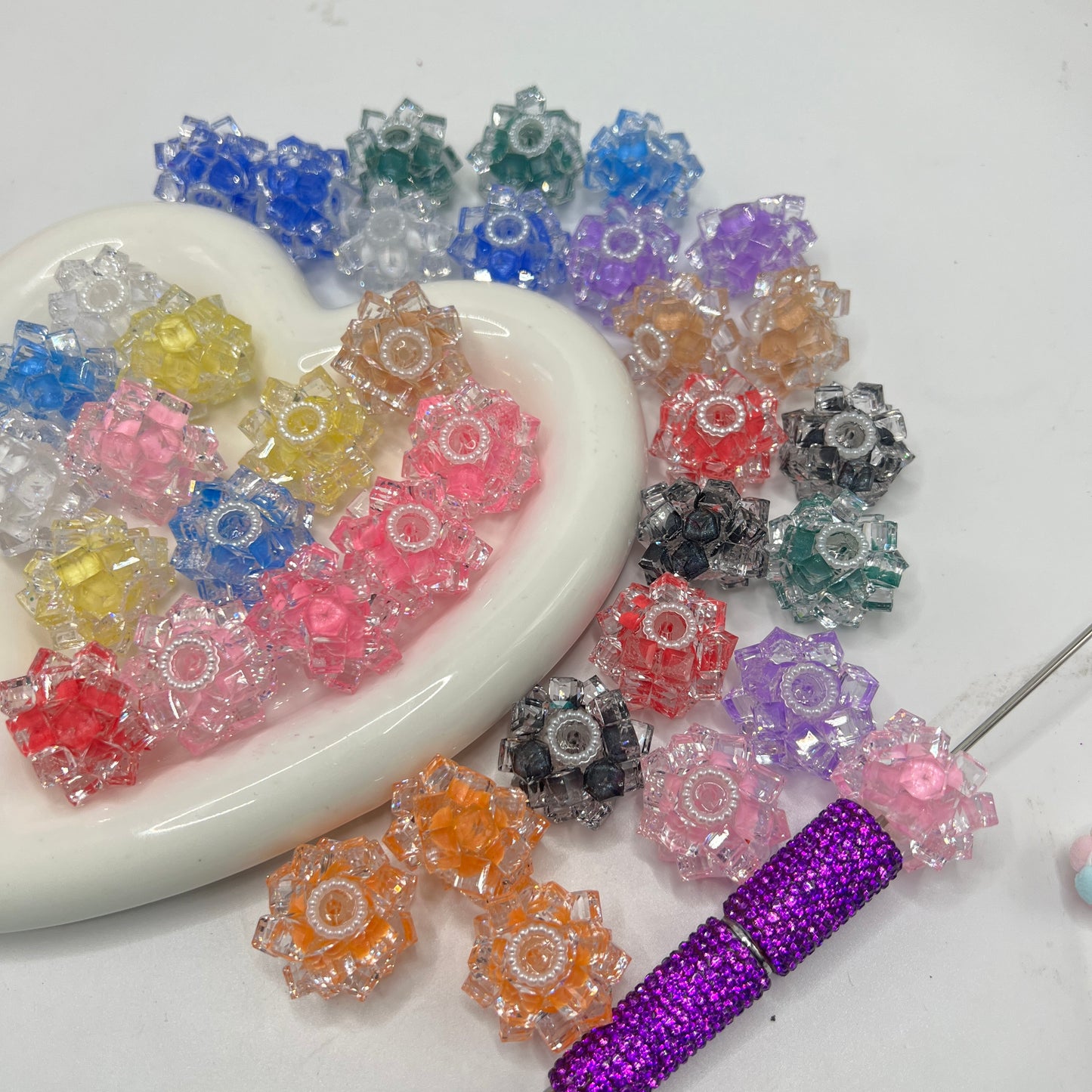 ice cube fancy bead jelly bead with pearl