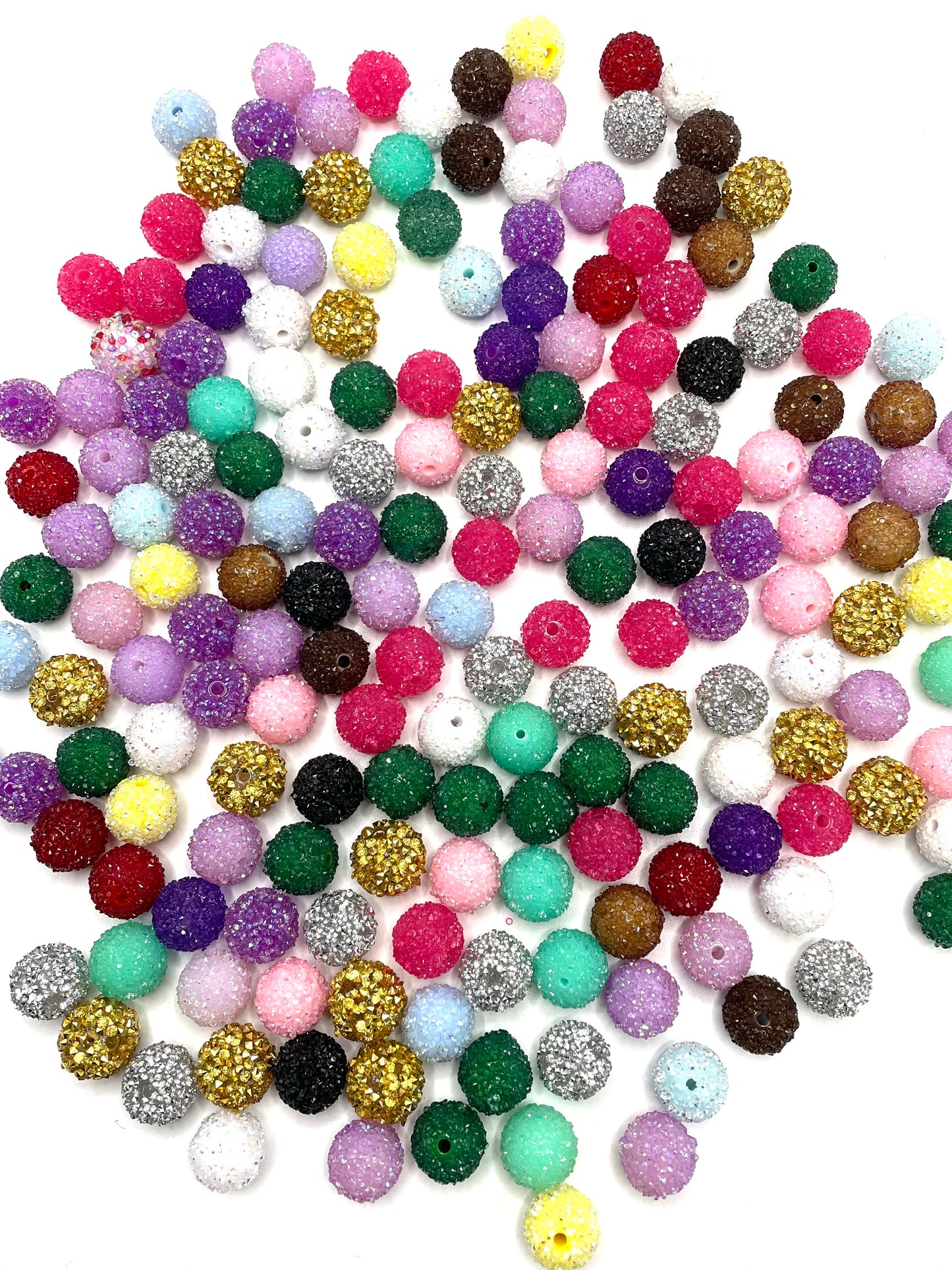 Beaded beadable acrylic 16mm sugar bead transparent and solid color bead with sugar,random mix