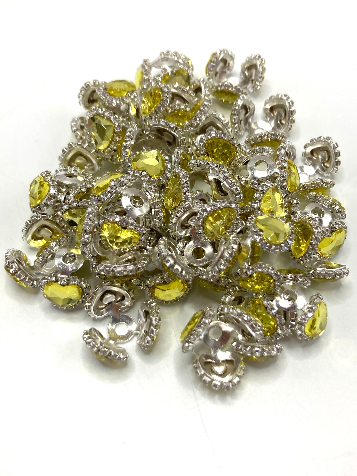Metal spacer beads Golden multi-colored heart spacer beads bead cap spacer with rhinestone heart