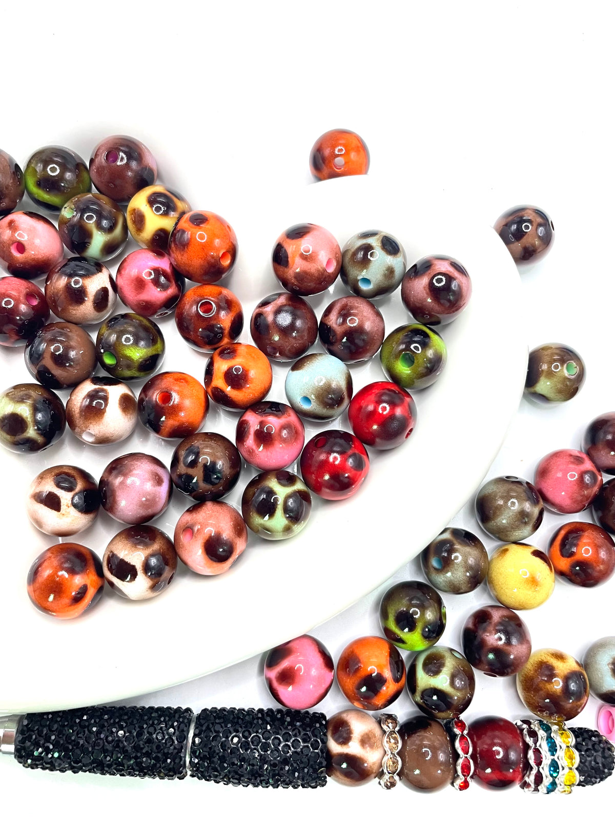 16mm acrylic bead 2 tone colors spot beads