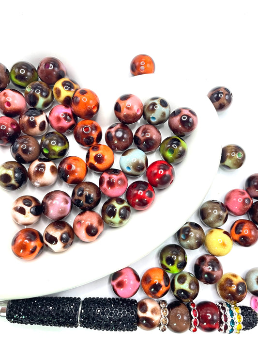 16mm acrylic bead 2 tone colors spot beads