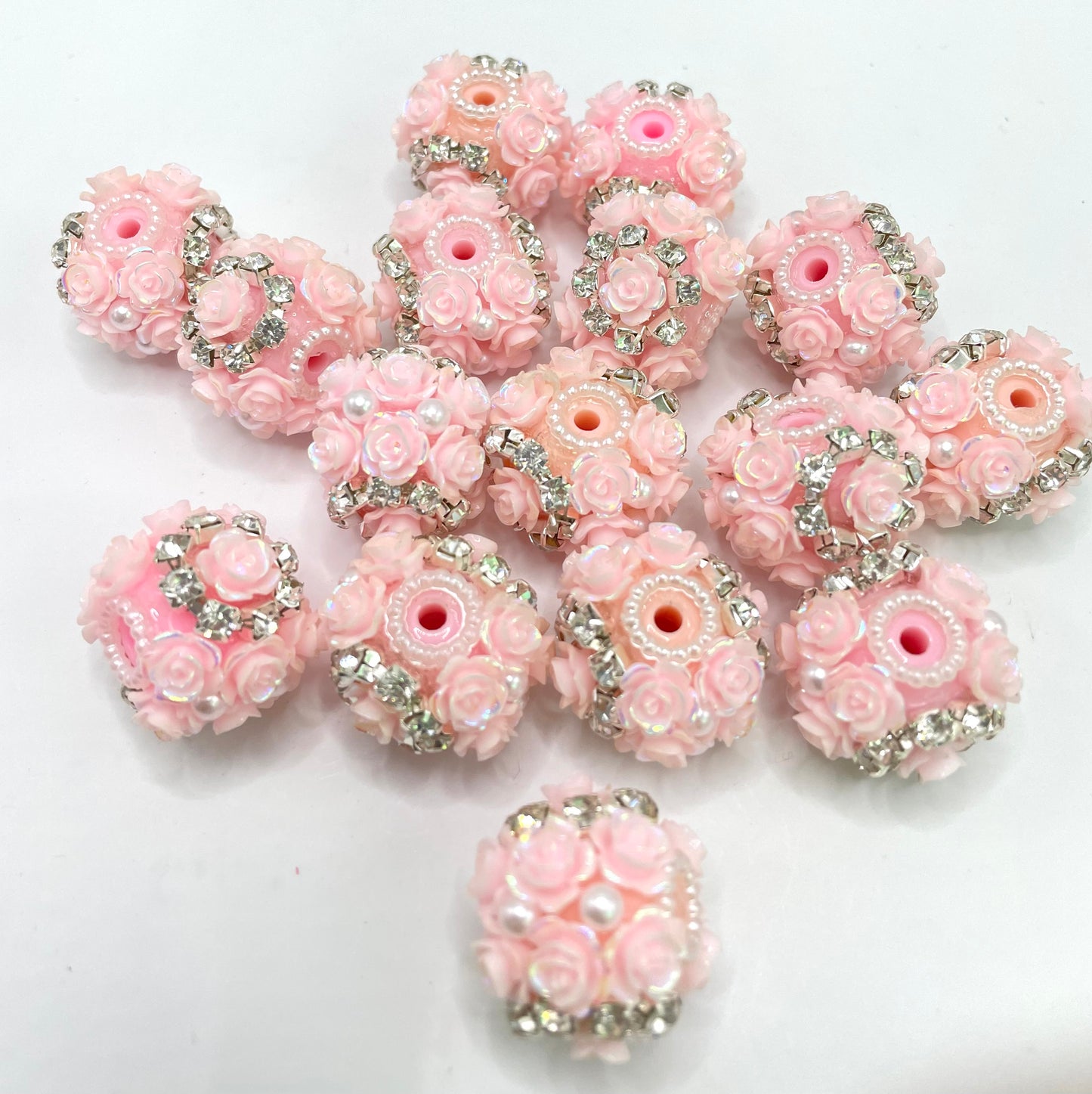 flower fancy Flower bead multicolour rose Chain Pearl acrylic Solid bead 23mm Random Mix