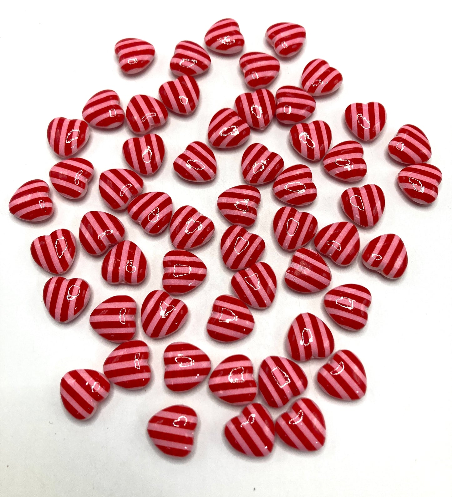 Acrylic Striped heart Valentine's Day color scheme Pink striped heart-shaped beaded necklace 12mm