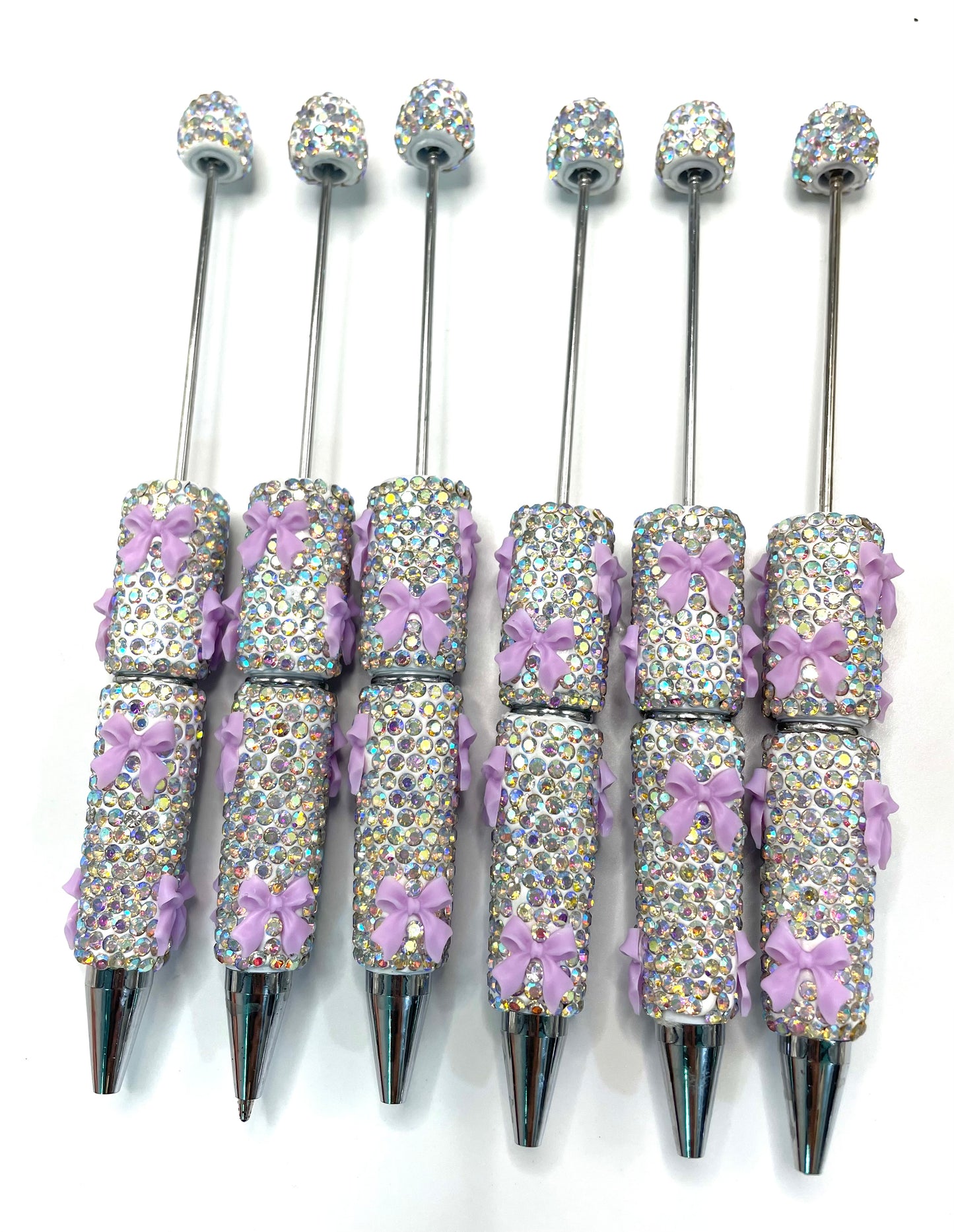 bow pen fancy clay rhinestone bow pen ornaments with acrylic bow  colored random mix