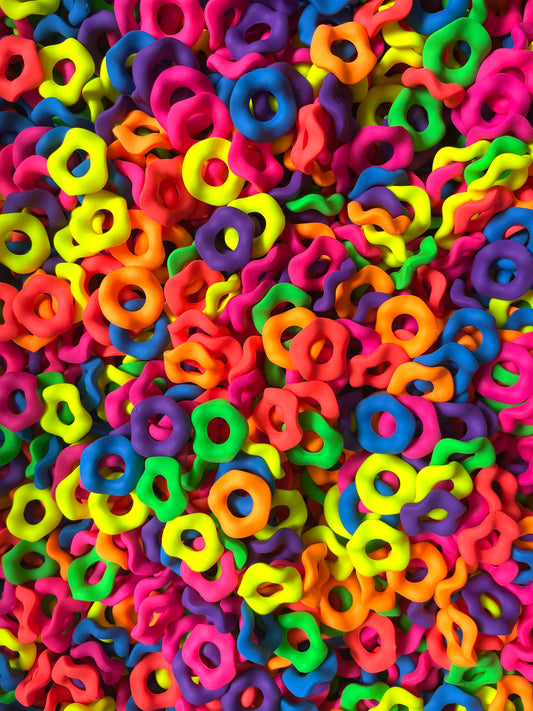Matt Frosted Wave Shape Acrylic Spacer Beads And Solid Color,Neon color scheme Random Mix,15mm