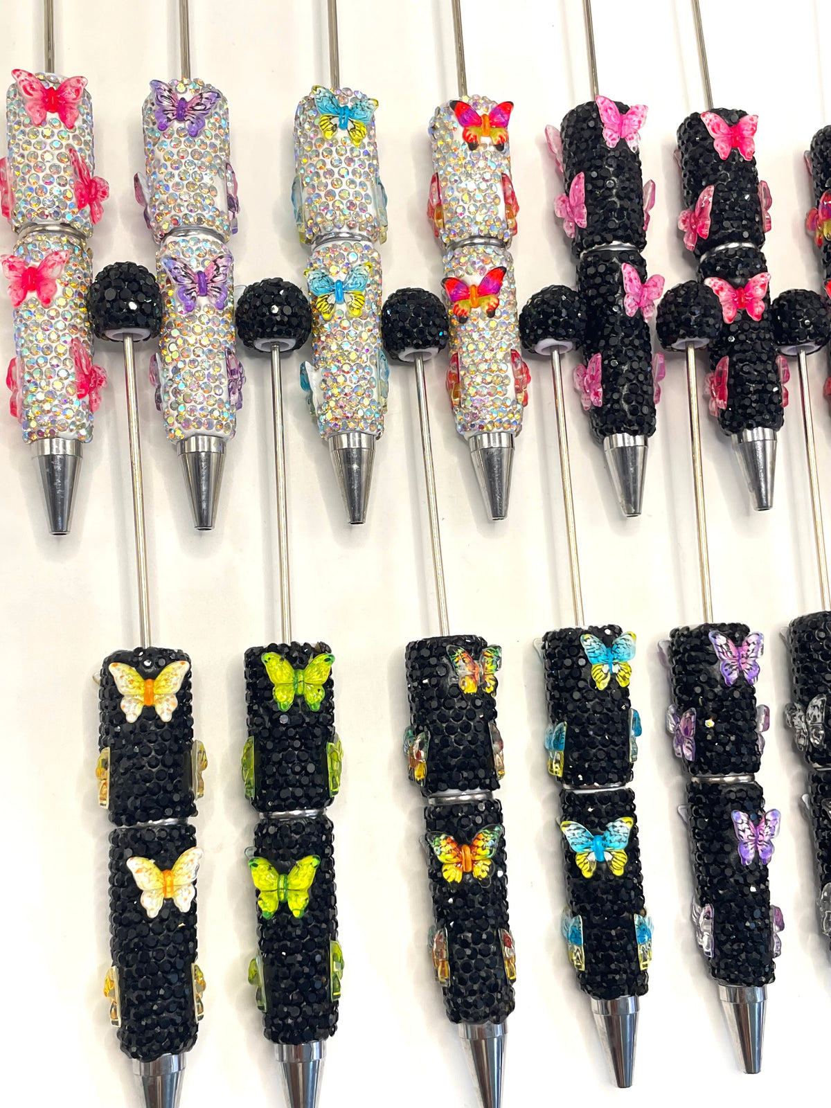 Beadable pen rhinestone pen butterfly pen black rhinestone pen random mixed