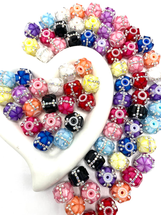 DIY fancy beads beaded beadable beads ornament with pearl and rhinestone chain ,color ,random mix