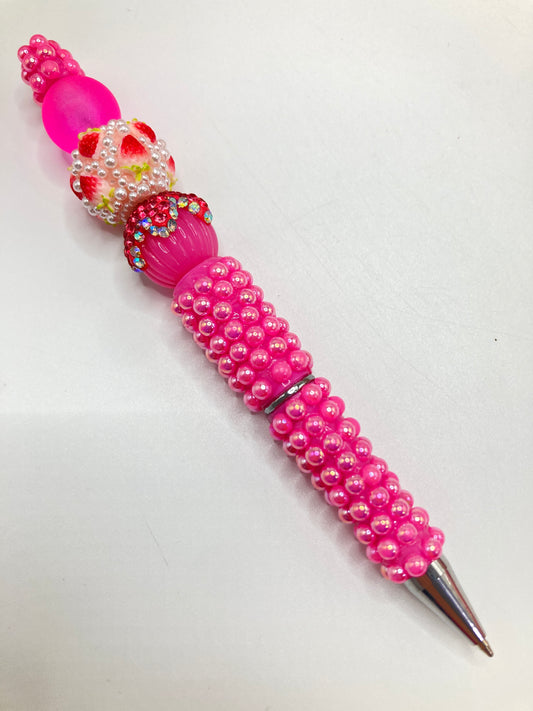 Strawberry Cherry Pearl rhinestone fruit acrylic bead stringing jewelry
