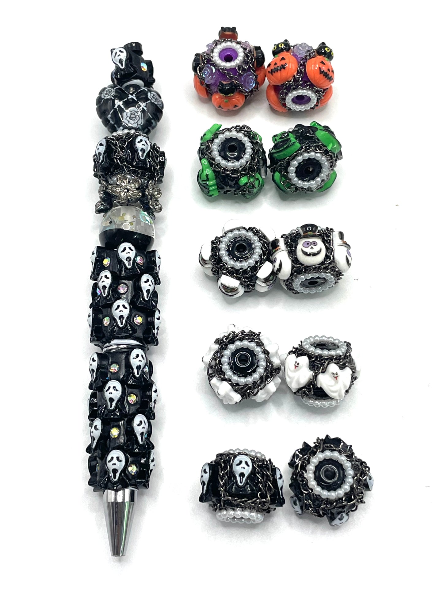 Halloween Series Terror-themed beads Black chain Pearl gasket spacer Acrylic beads 18mm Random Mix