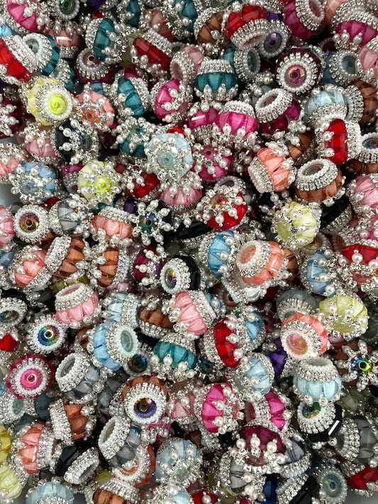 Beaded beadable fancy bead diy bead ornaments with pearl rhinestone chain and heart shape acrylic,random mix color 20mm to 21mm