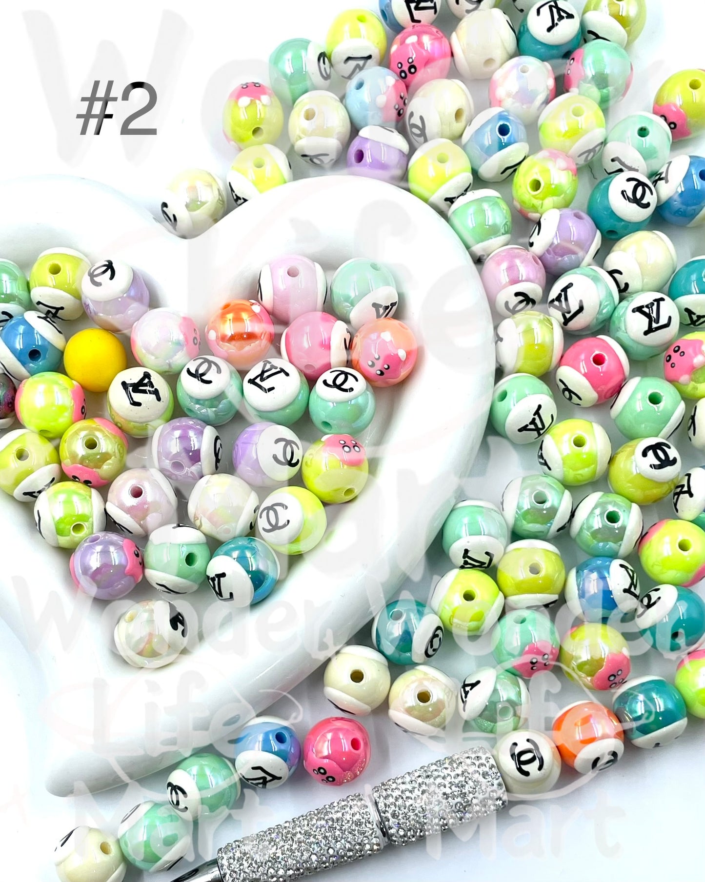 Acrylic beads Fashion trend symbol Trendy beads Brand beads logo Beads 16mm