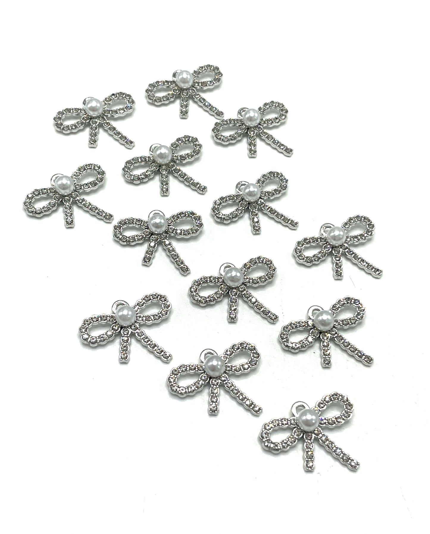 Metal alloy DIY BOW Hanging piece Pendant Inlay Rhinestone