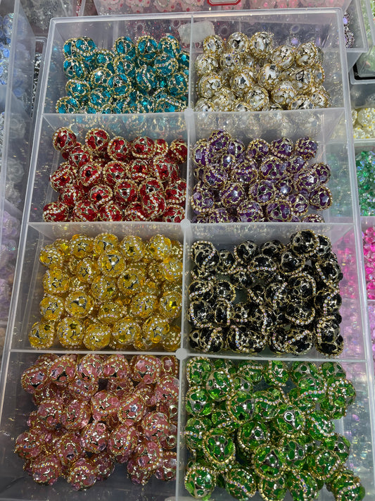 diy beaded beadable fancy beads ornament with metallic star gold color rhinestone chain,colored,random mix