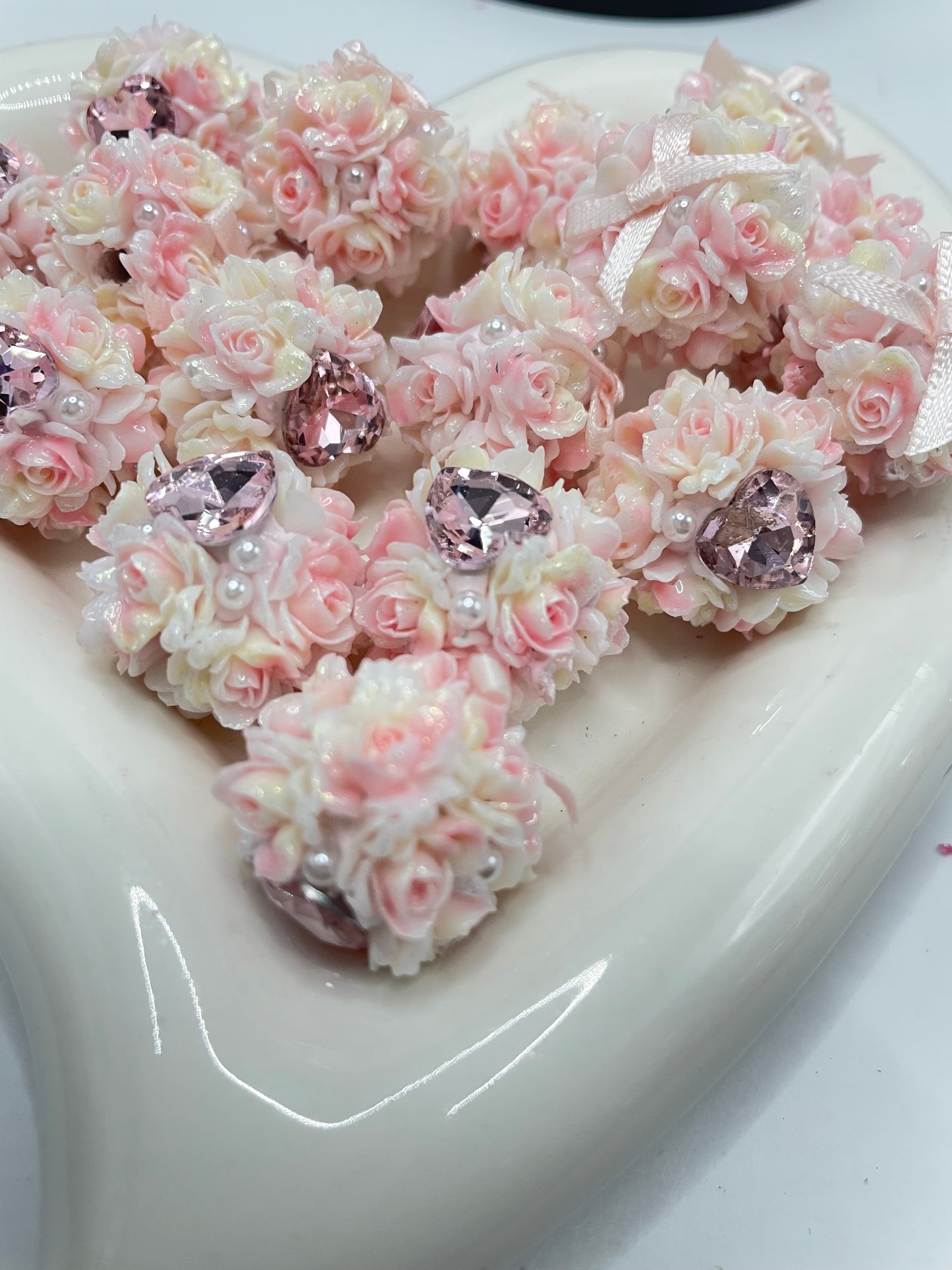 Soft flower beads bow flower bead bow heart flower beads 21mm