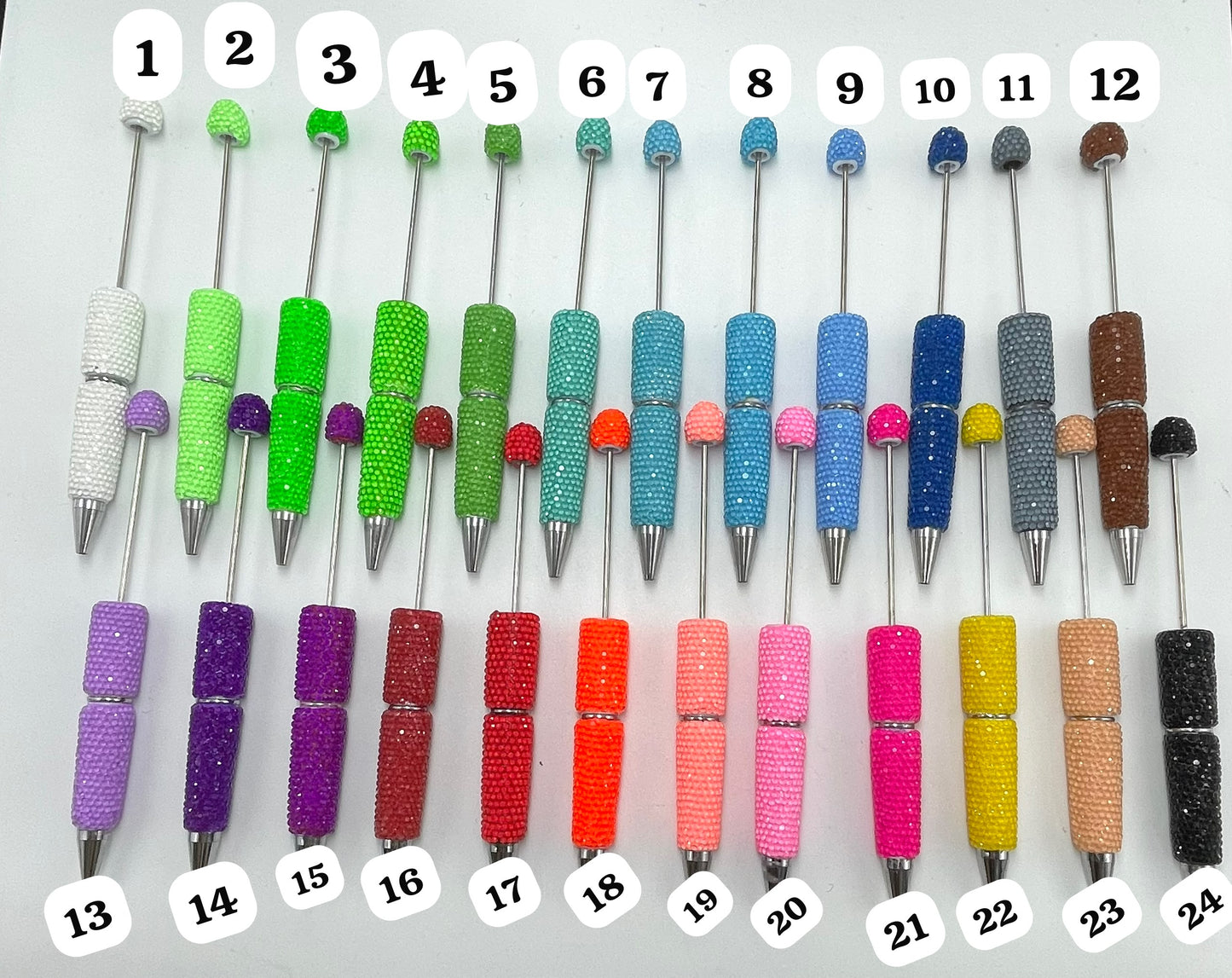 supplier two #1-#24beaded beadable jelly rhinestone neon colors Clay pen neon pen Neon color Rhinestone DIY Colorful Clay Writing Tools Random Mix