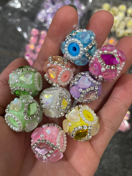 Double Heart beads with rhombus crystals fancy beads