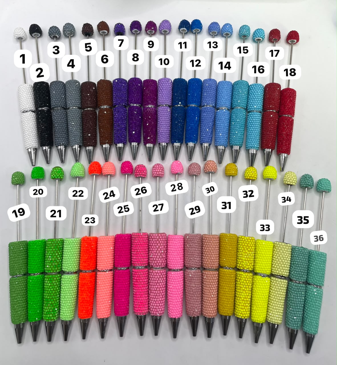 #1-#36 beaded beadable jelly rhinestone neon colors clay pen  rhinestone DIY Colorful Clay Writing Tools Random Mix