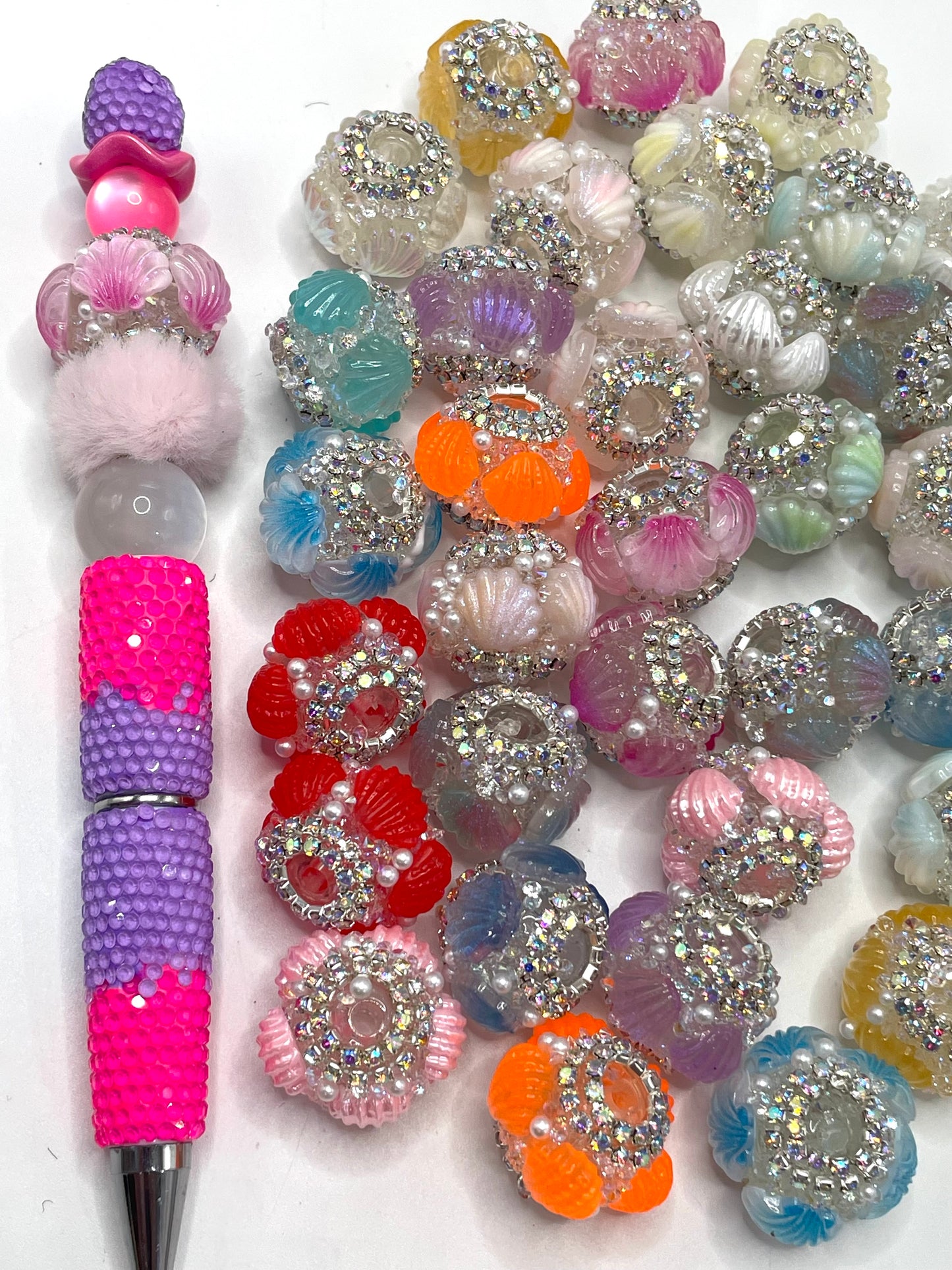 Fancy Beads Shell Acrylic beads Colored shells Rhinestone Chain Translucent beads Random Mix 18mm