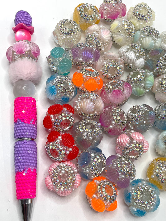 Fancy Beads Shell Acrylic beads Colored shells Rhinestone Chain Translucent beads Random Mix 18mm