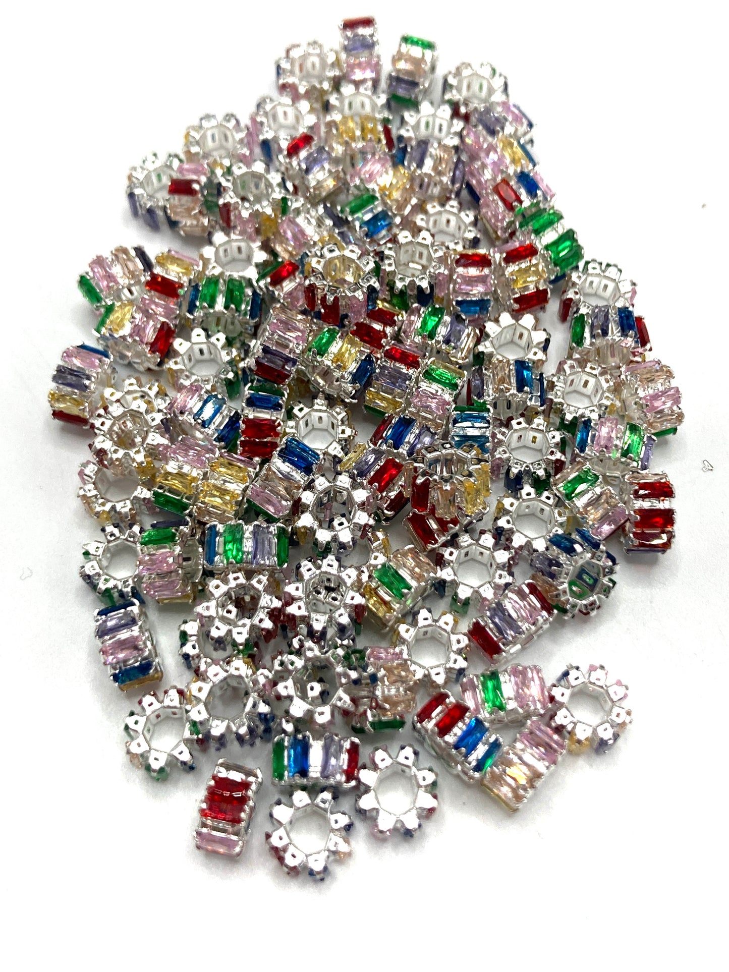 Colored colorful crystal stone Spacer Multicolored stone Chain Metal gasket Random Mix 12mm