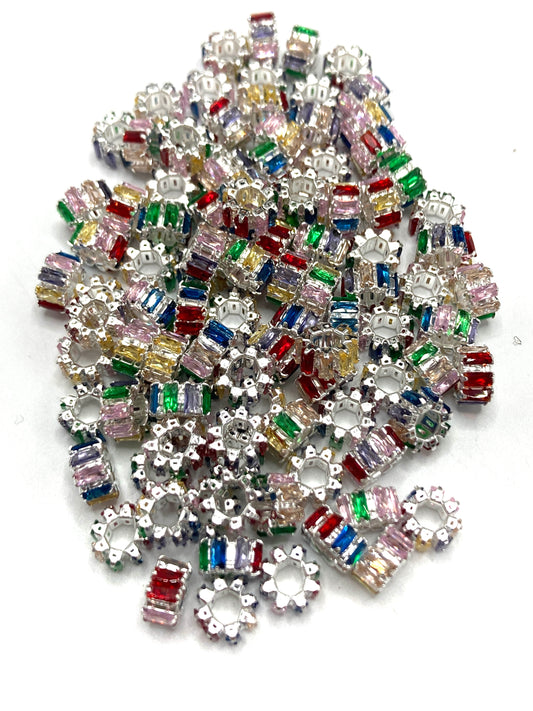 Colored colorful crystal stone Spacer Multicolored stone Chain Metal gasket Random Mix 12mm