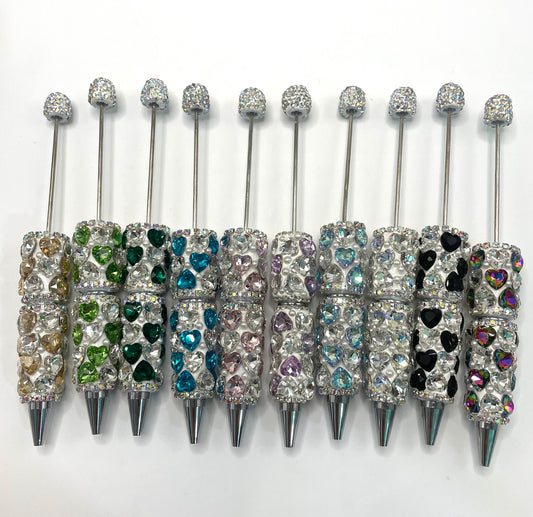 fancy pen fancy crystal heart clay base rhinestone pen mix color