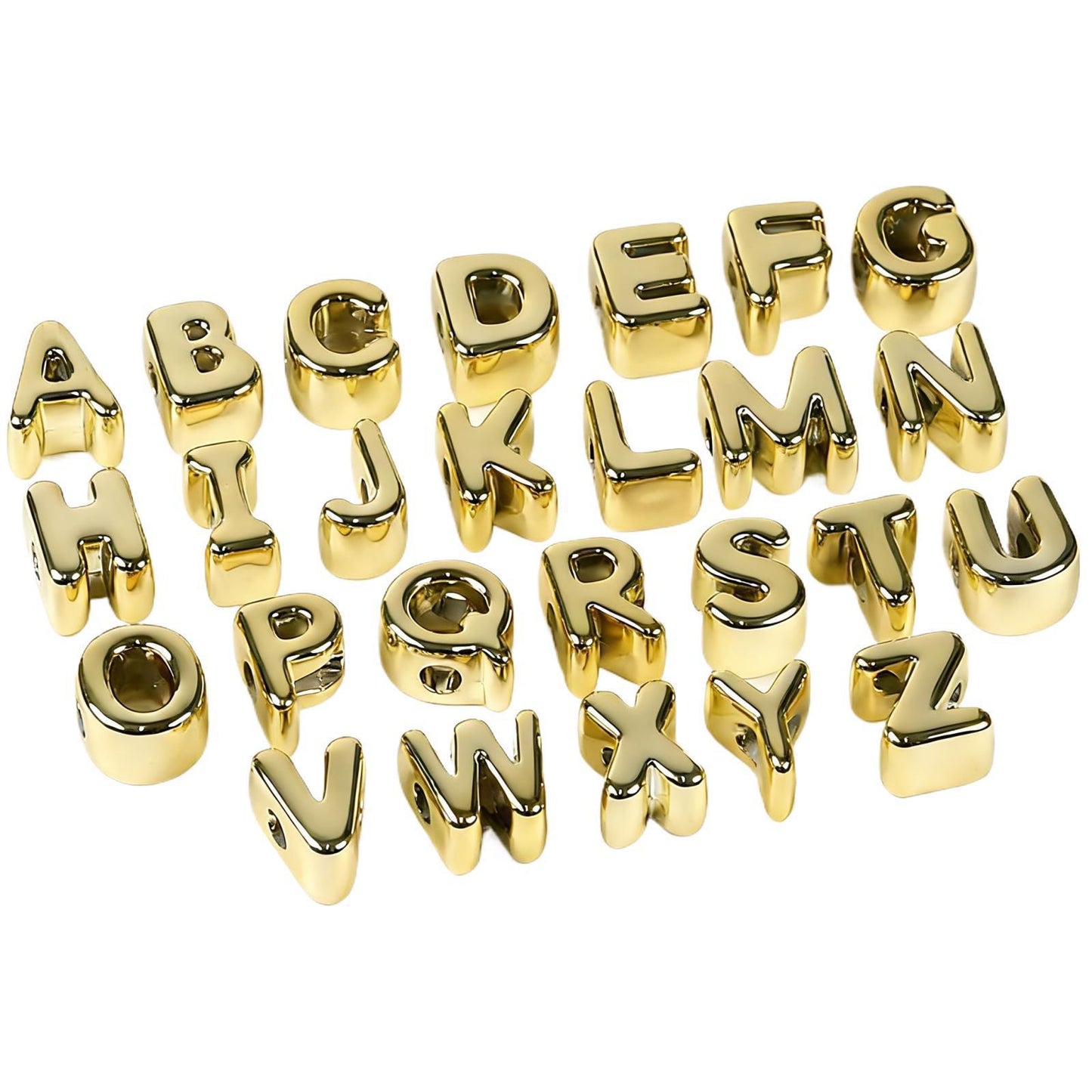 beaed beadable acrylic letter diameter :6mm (approimately H: 20mm  W:16mm T:13mm)