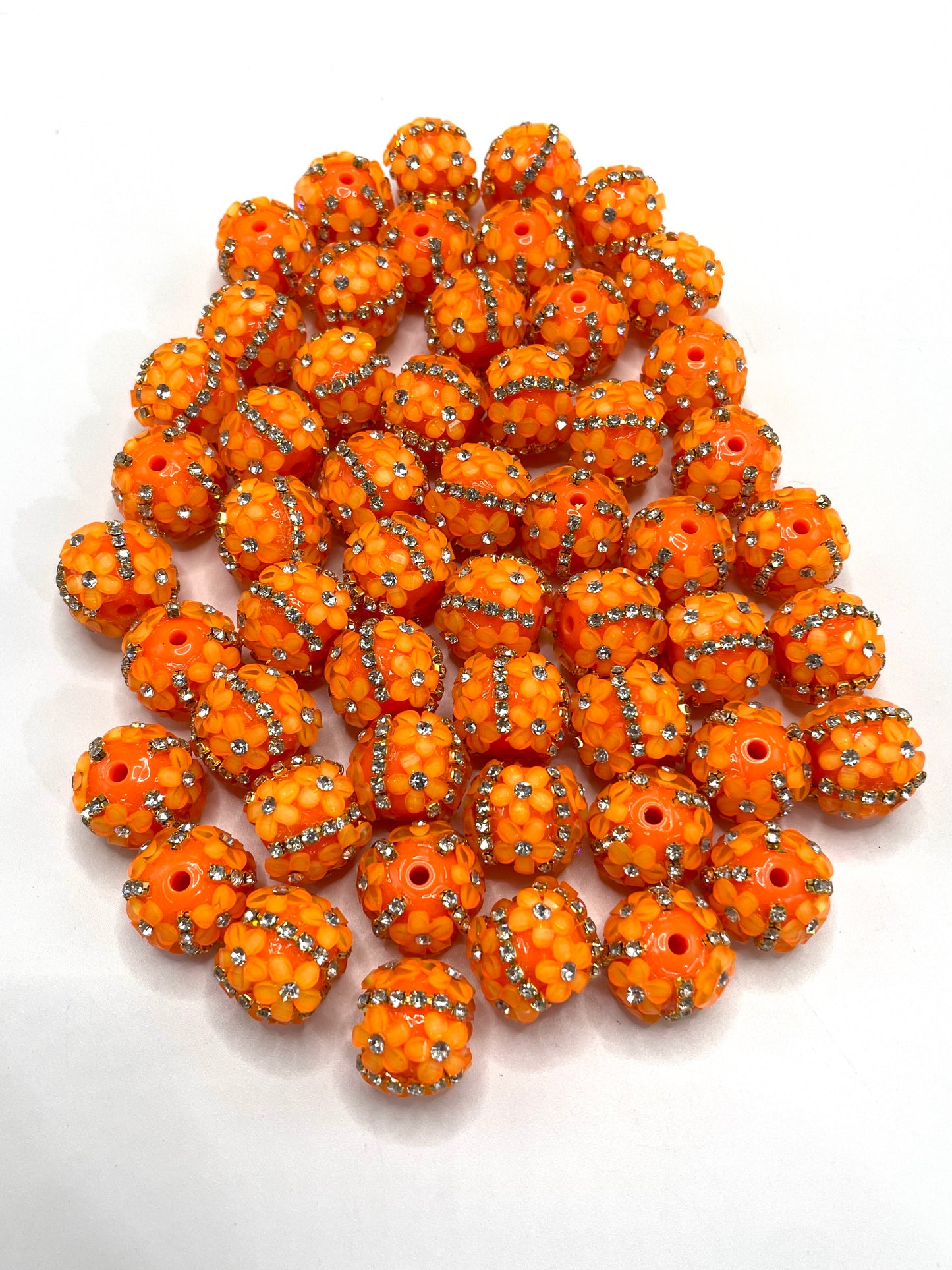 Neon Beaded beads Chain 3D flowers Bright colors Golden chain and silver chain Random Mix 16mm