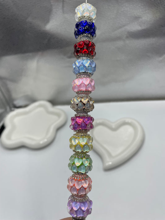 Beaded beadable fancy beads ornaments wig rhinestone chain and heart shaped stone ,random minx ,colored