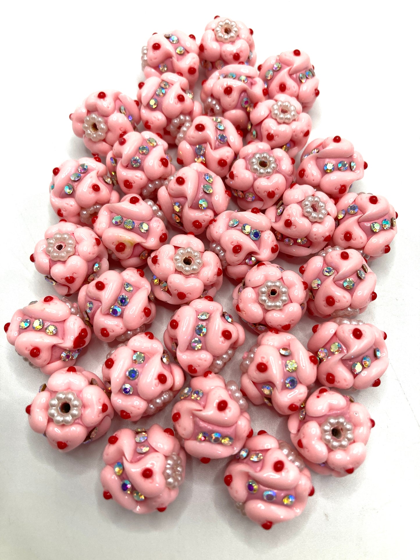 Cake heart beads heart Cream Beads Beaded cream clay beads Random Mix
